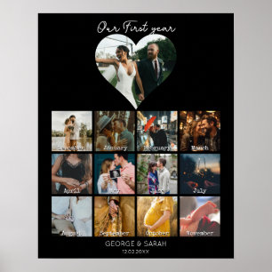 1-Jahres-Foto-Jubiläumsgeschenk-Kalender 12 Monate Poster