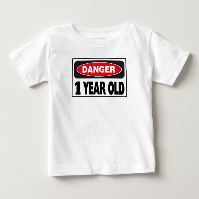 1-jähriges Gefahrenzeichen Baby T-shirt (Vorderseite)