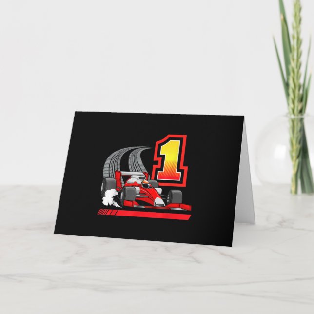 1-jähriges Kleinkind Formel Rennwagen 1. Einladung (Vorderseite)