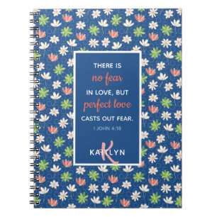 1 Jean 4:18 Carnet à motifs floraux bleu mousseux