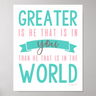 1 Jean 4:4 Bible Verse Christian Poster Mur Art
