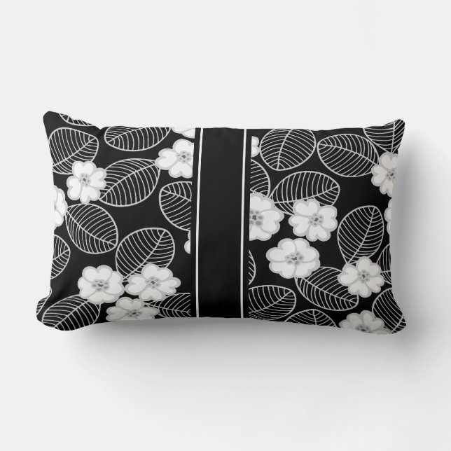 1 JEUX DE DÉCORATION Coussin noir blanc damassé (Recto)