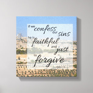 1 Johannes 1:9 Leinwanddruck   Er vergibt Sünden