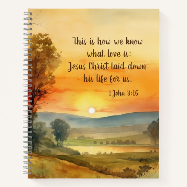 1 Johannes 3:16 Jesus legte sein Leben für uns Bib Notizbuch (Vorderseite)