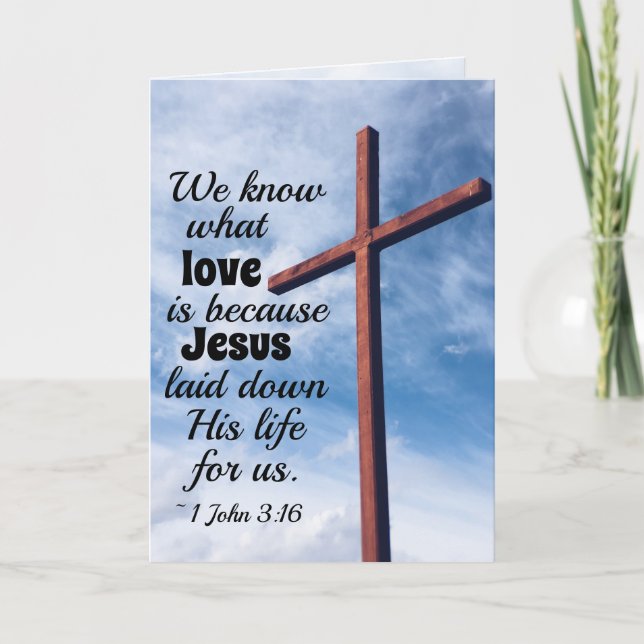 1 Johannes 3:1 Jesus Christus legte sein Leben für Karte (Vorderseite)