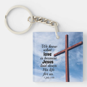 1 Johannes 3:1 Jesus Christus legte sein Leben für Schlüsselanhänger