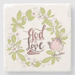 1 Johannes 4:16 Gott ist Liebe Blumenreath Niedlic Steinuntersetzer
