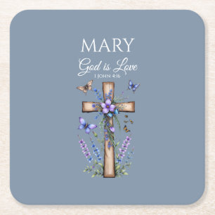 1 Johannes 4:16 Gott ist Liebe – Personalisierte c Rechteckiger Pappuntersetzer