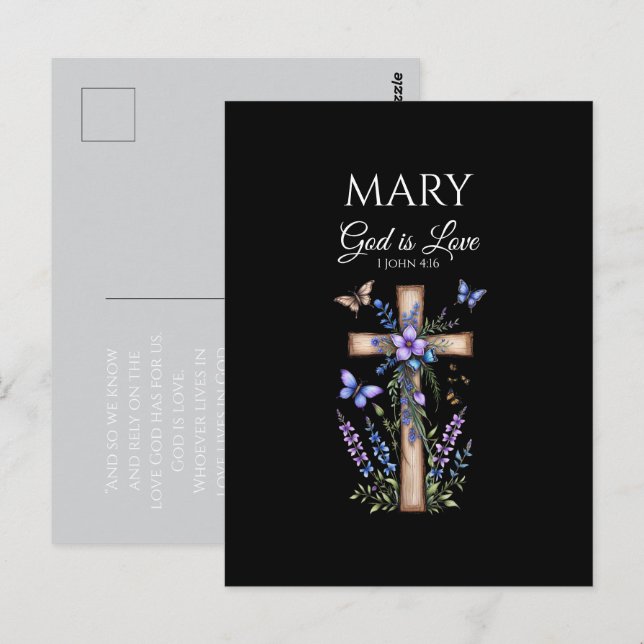 1. Johannes 4,16 Gott ist Liebe – Personalisierte  Postkarte (Vorne/Hinten)