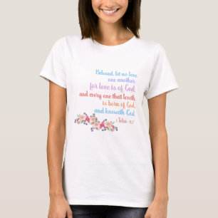 1. Johannes 4,7 Bibelvers Regenbogen Text T-Shirt