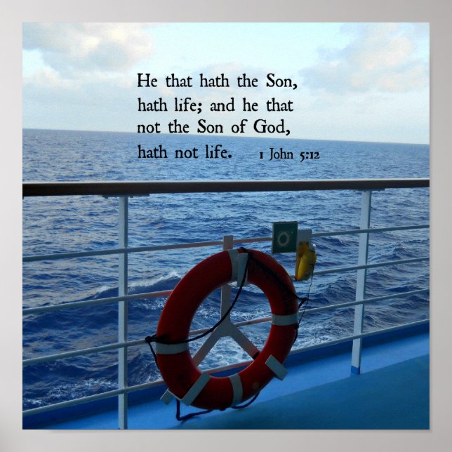 1 Johannes 5:12 Wer den Sohn hat, hat das Leben.. Poster (Vorne)