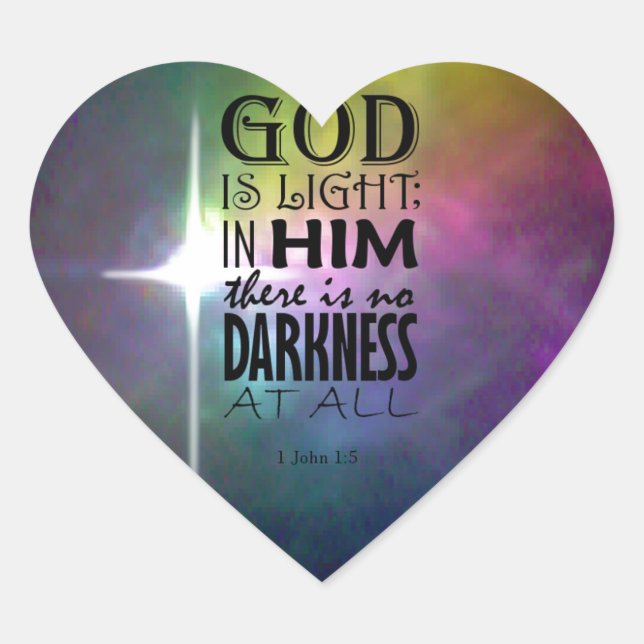 1. John 1:5 Herz-Aufkleber (Vorderseite)