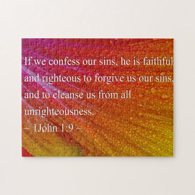 1 John-1:9 auf buntem Hibiskus (Horizontal)