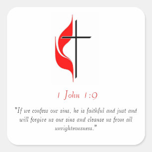1. John 1:9 Quadratischer Aufkleber