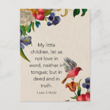 1 John 3:18 KJV Bible Verse Memory Card - Postkart