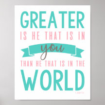 1 John 4:4 Bible Verse Christlich Poster Wall Art