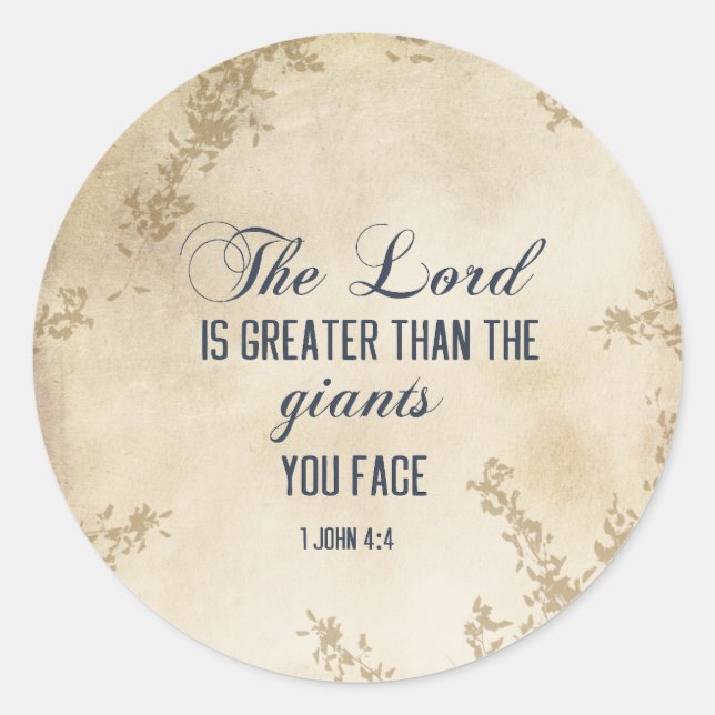 1 John 4 4 The Lord is Greater Inspirational Quote Runder Aufkleber (Vorderseite)