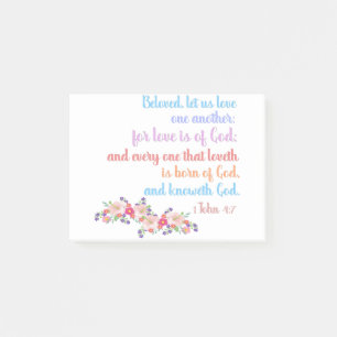 1 John 4:7 Bibelverse Regenbogentext Post-it Klebezettel