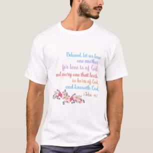 1 John 4:7 Bibelverse Regenbogentext T-Shirt