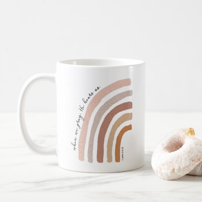 1 John 5:15 - Boho Rainbow Kaffeetasse (Mit Donut)