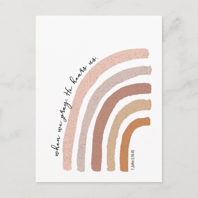 1 John 5:15 - Boho Rainbow Postkarte (Vorderseite)