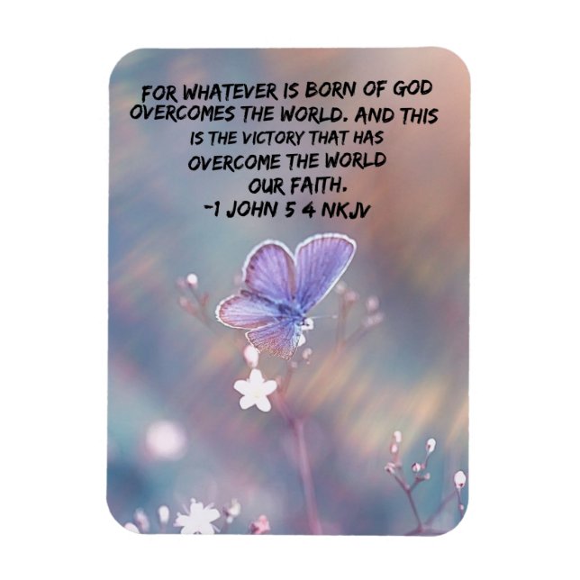 1. John 5:4 NKJV Bible Verse Magnet (Vertikal)