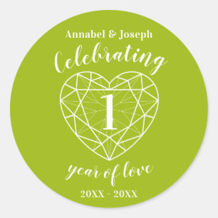 1. Jubiläum 1 Jahr Liebe Runder Aufkleber