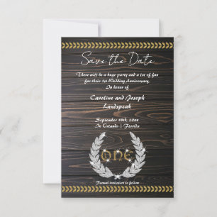 1. Jubiläum Holz & Gold Save the Date Einladung