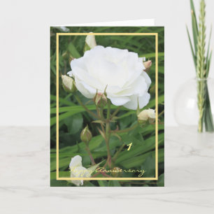 1. Jubiläum wünscht Rose + Rose Buds Elegant Karte