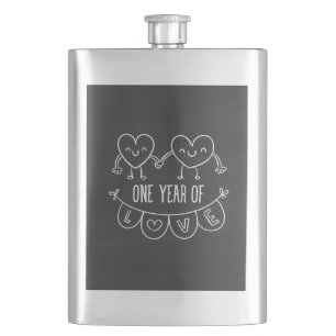 1. Jubiläumsgeschenk Chalk Herz Classic Flasche Flachmann