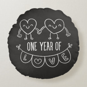 1. Jubiläumsgeschenk Chalkboard Round Throw Kissen