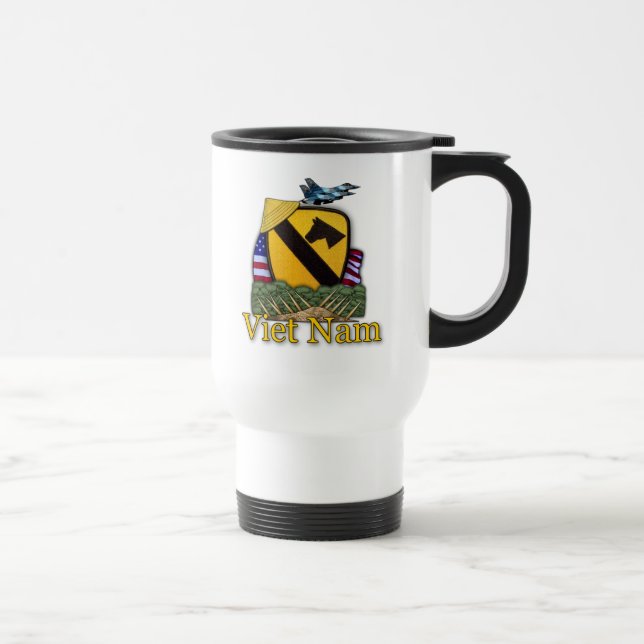 1. Kavallerie-Luftkav-Veteranen Vietnam Pflaster-T Reisebecher (Rechts)