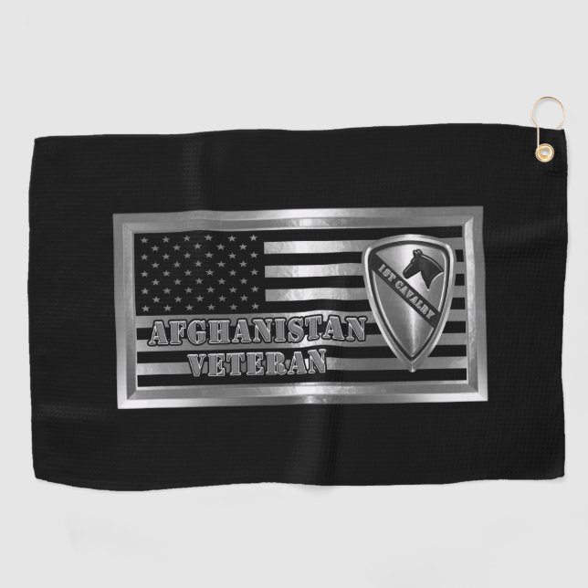 1. Kavallerieabteilung Afghanistan Veteran Golfhandtuch (Horizontal)