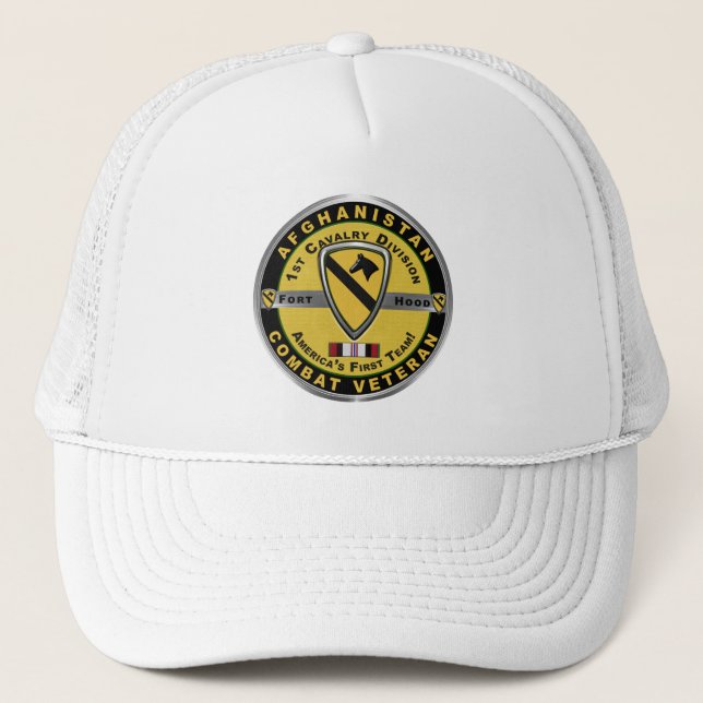 1. Kavallerieabteilung Afghanistan Veteran Truckerkappe (Vorderseite)