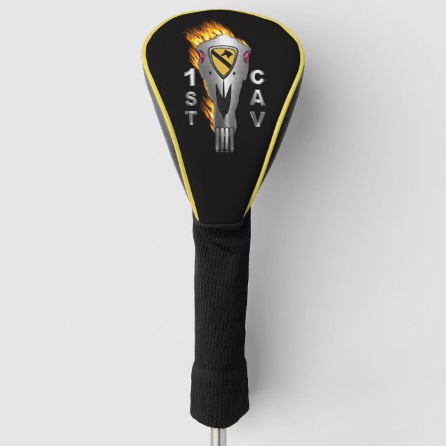 1. Kavalleriedivision Flaming Horse Skull Golf Headcover (Vorderseite)