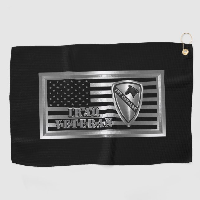 1. Kavalleriedivision Iraq Veteran Golfhandtuch (Horizontal)