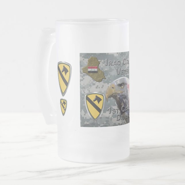 1. Kavalleriedivision - Iraq Veteran Mattglas Bierglas (Vorderseite Links)