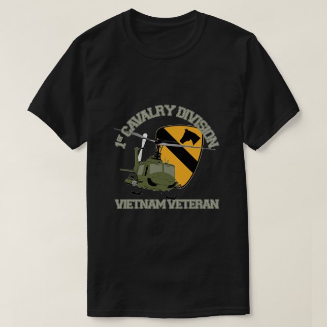 1. Kavalry Division Vietnam Veteran UH1 Gunship V T-Shirt (Design vorne)