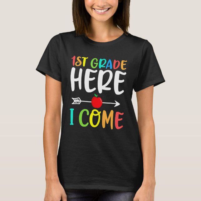 1. Klasse hier komme ich zurück zum Lehrer Schüler T-Shirt (Vorderseite)