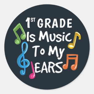 1. Klasse ist Musik für meine Ohren Lehrer Runder Aufkleber