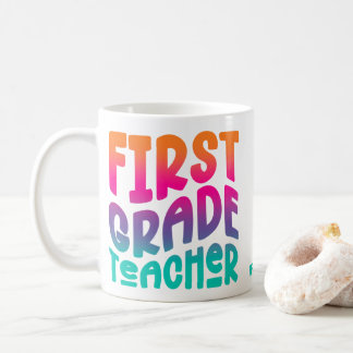 1. Klasse Lehrer farbenfrohe Ombre Text Design Kaffeetasse
