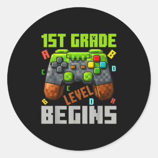 1. Klasse Level Beginnt Gaming Gamer Jungen Kinder Runder Aufkleber