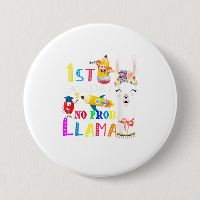 1. Klasse Nr. ProbLlama Lehrer erster Student Button (Vorderseite)