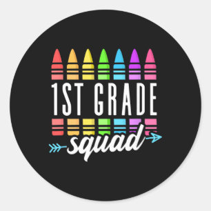 1. Klasse Squad Ck Zur Schule Erstklassiger Lehrer Runder Aufkleber