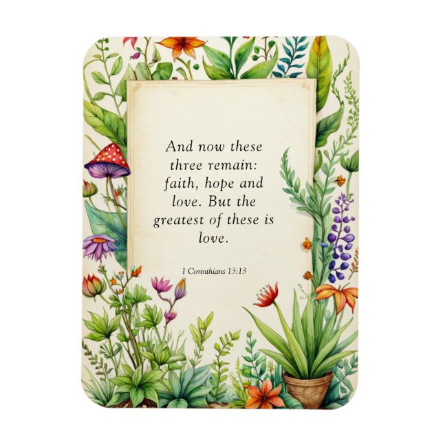 1 Korinthen 13:13 Christliches Bibelverse Magnet (Vertikal)