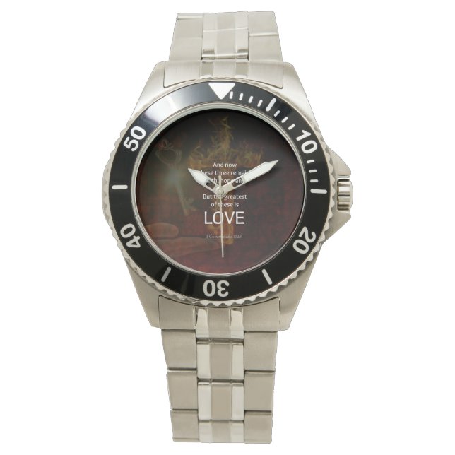 1 Korinther 13:13 Bibelverse Zitat über LIEBE Armbanduhr (Vorderseite)