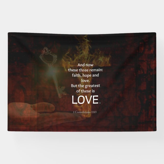1 Korinther 13:13 Bibelverse Zitat über LIEBE Banner (Horizontal)