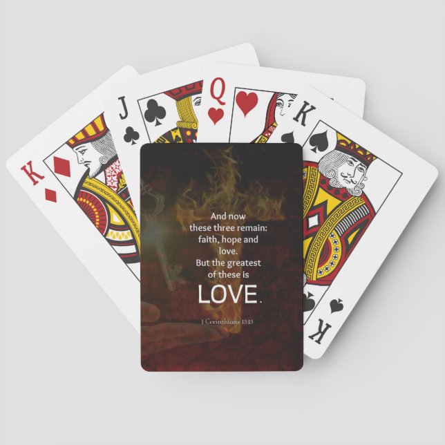 1 Korinther 13:13 Bibelverse Zitat über LIEBE Spielkarten (Rückseite)