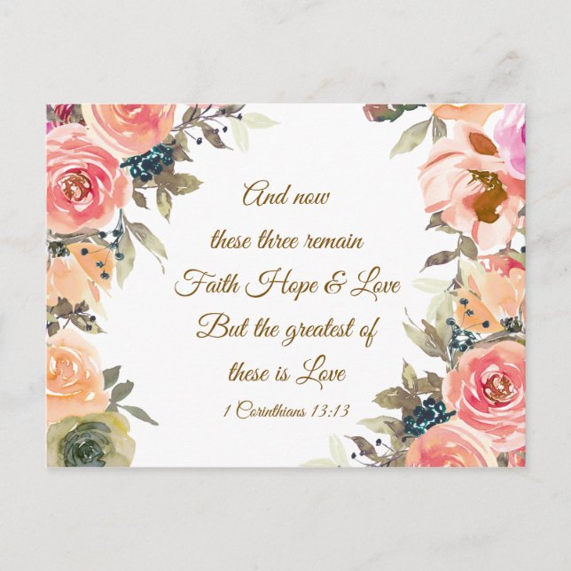 1 Korinther 13:13 Liebe Bibelverse der Hoffnung Gl Postkarte (Vorderseite)