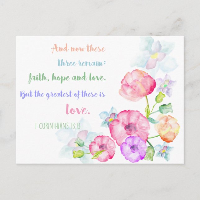 1 Korinther 13:13 Liebe Bibelverse Postkarte (Vorderseite)